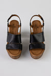 Leather platform heeled sandals