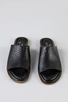 Leather slide flat sandals