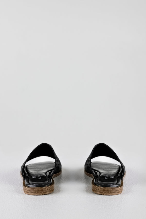 Leather slide flat sandals