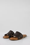 Leather slide flat sandals