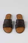Leather slide flat sandals