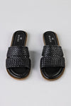Leather slide flat sandals