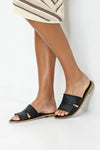 Leather slide flat sandals