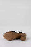 Leather platform heeled slide sandals