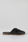 Leather woven-strap mules