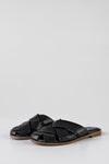 Leather woven-strap mules