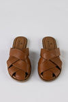 Leather woven-strap mules