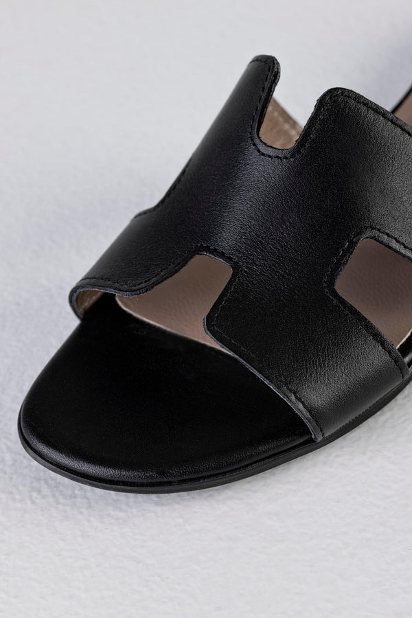 Leather slide sandals