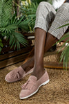 Leather suede loafers with tassels