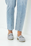Leather suede loafers with buckle