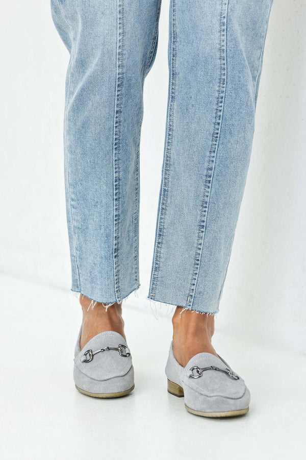 Leather suede loafers with buckle