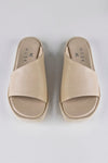 Leather asymmetrical slide sandals