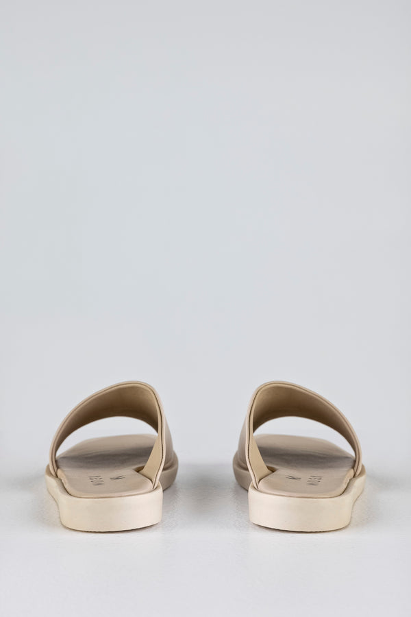 Leather asymmetrical slide sandals