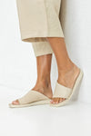Leather asymmetrical slide sandals