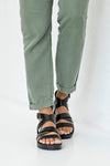Leather strappy flatform sandals
