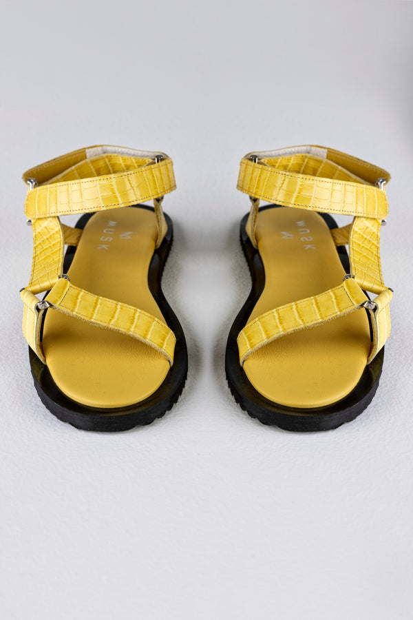 Leather velcro flat sandals