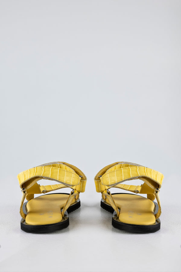 Leather velcro flat sandals