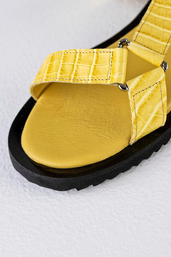 Leather velcro flat sandals