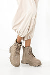 Chunky sole lace-up boots with buckle