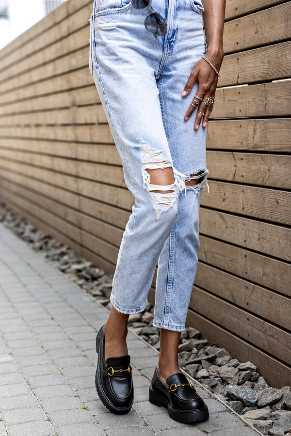 Chunky sole loafers with chain