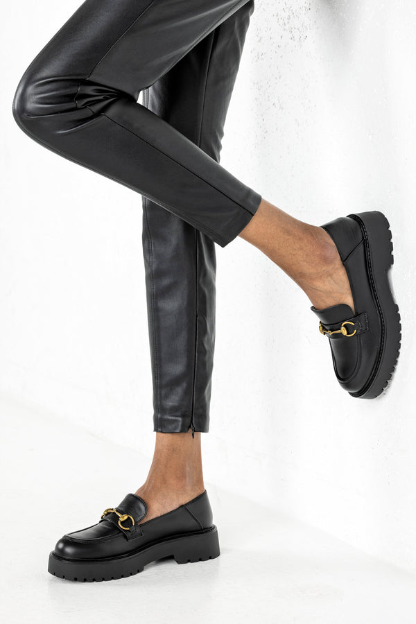 Chunky sole loafers with chain