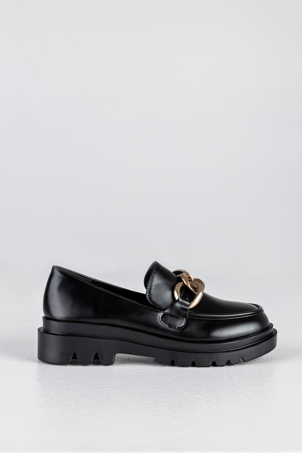 Chunky sole loafers with chain