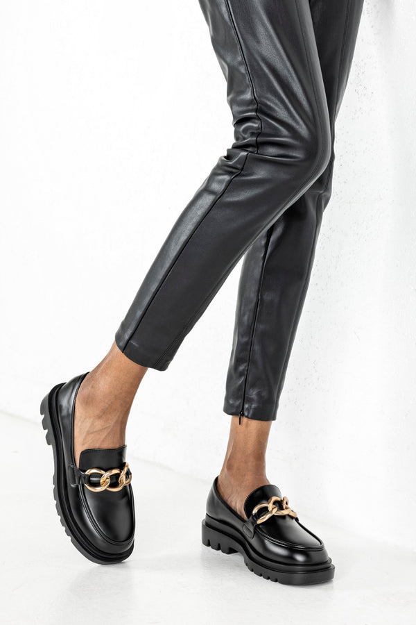 Chunky sole loafers with chain