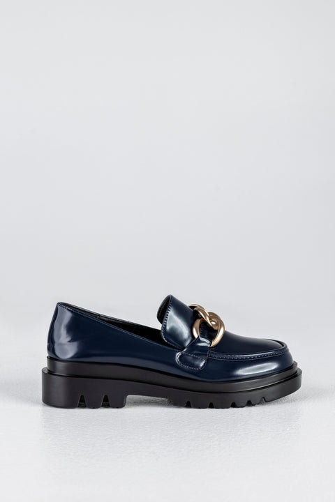 Chunky sole loafers with chain