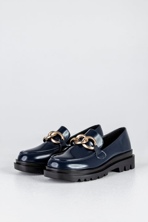 Chunky sole loafers with chain