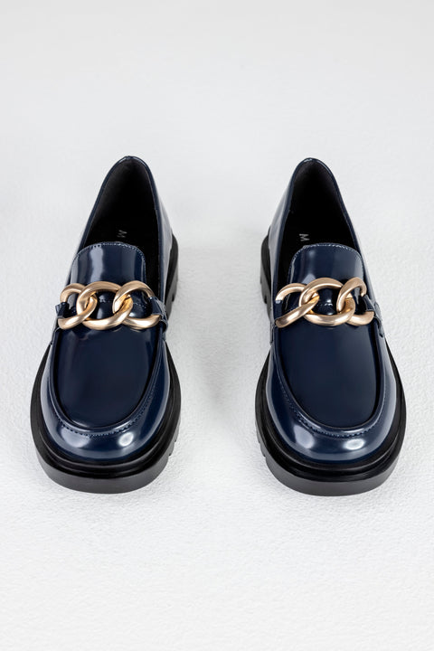 Chunky sole loafers with chain