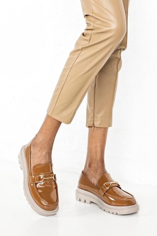 Chunky sole loafers with chain