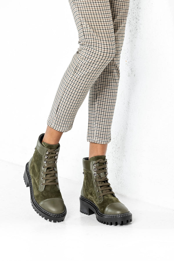 Leather lace-up boots