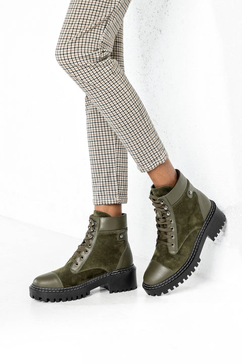 Leather lace-up boots
