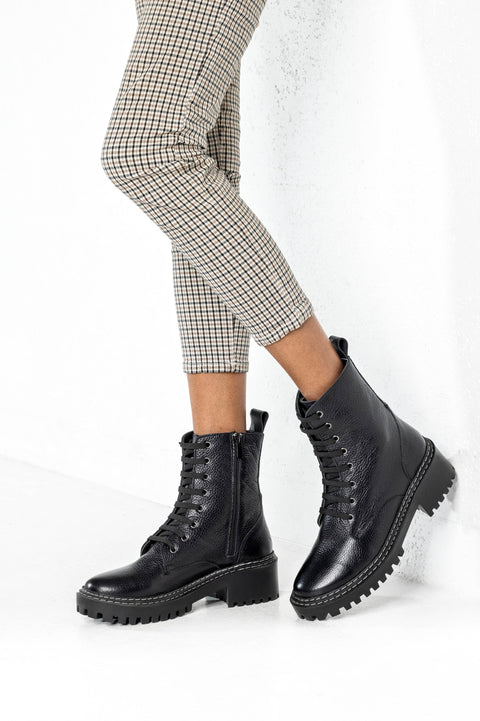 Leather lace-up boots