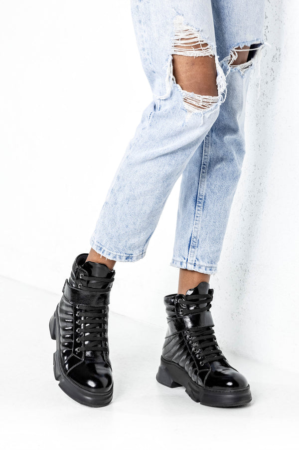 Leather lace-up boots