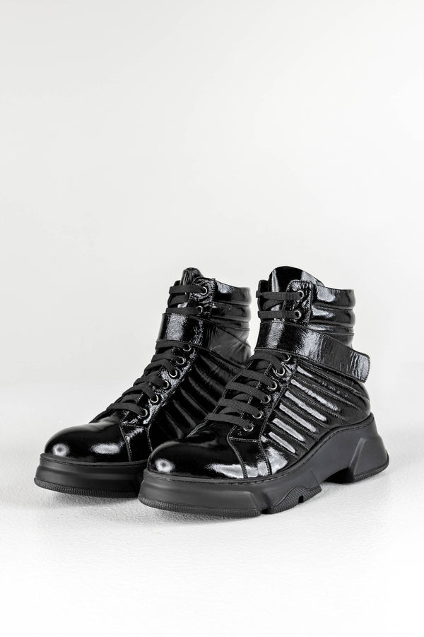 Leather lace-up boots
