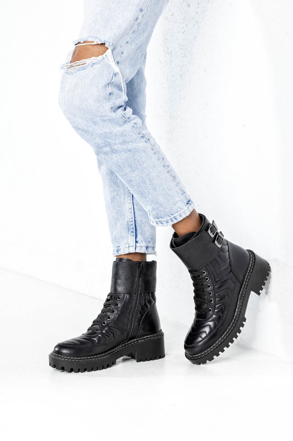 Leather lace-up boots