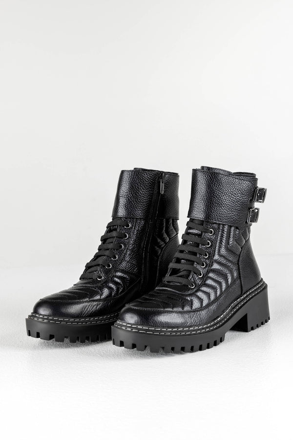 Leather lace-up boots