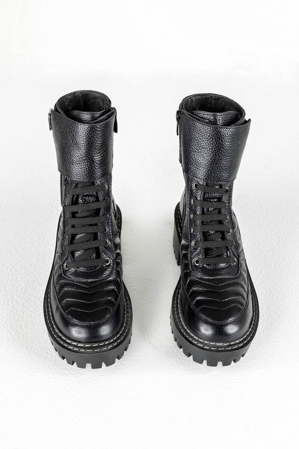 Leather lace-up boots