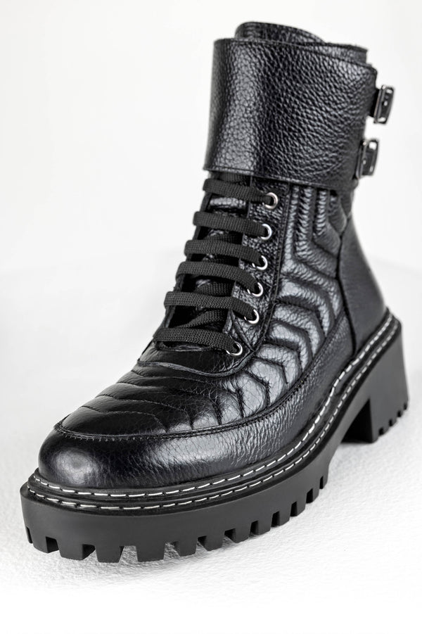 Leather lace-up boots