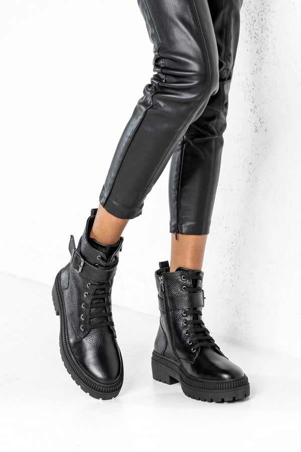 Leather lace-up boots