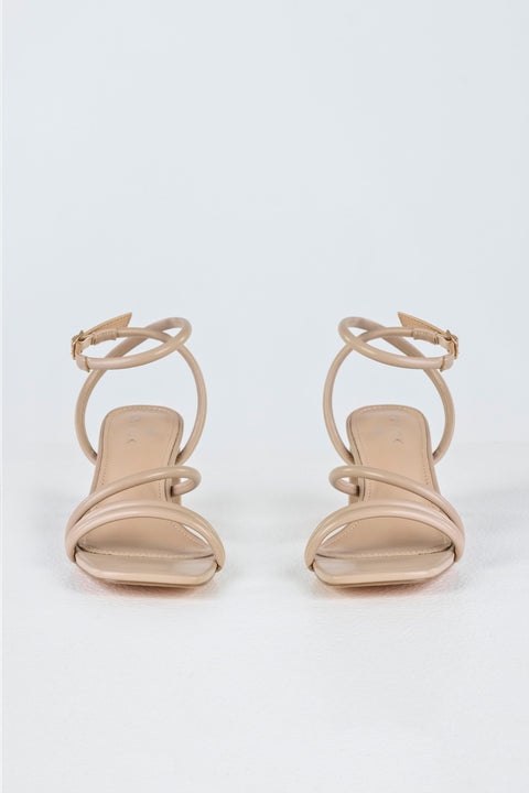 Square toe strappy heeled sandals
