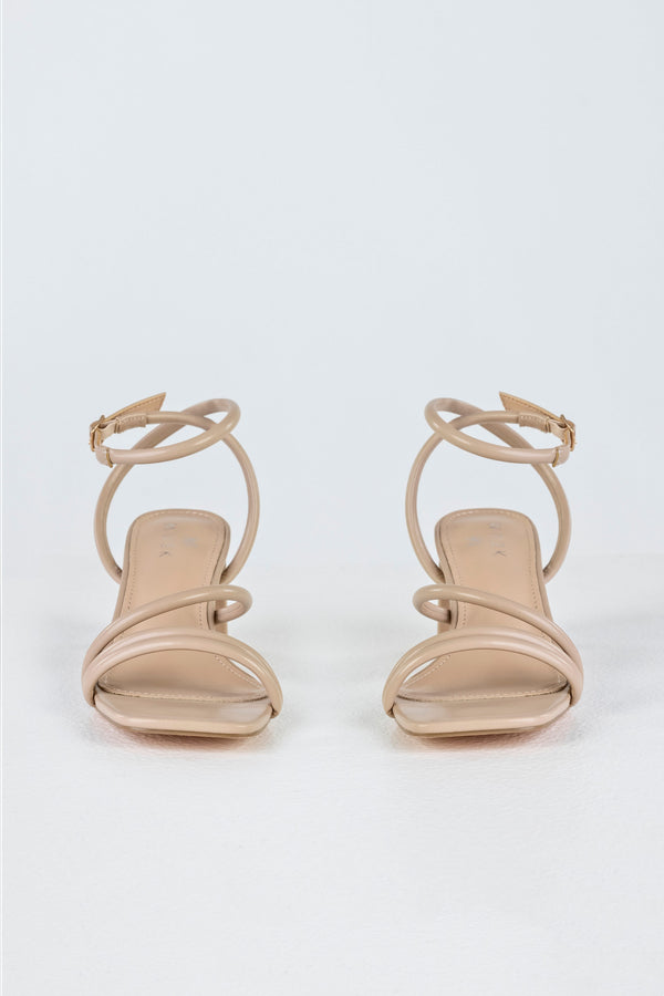 Square toe strappy heeled sandals