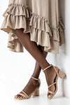 Square toe strappy heeled sandals