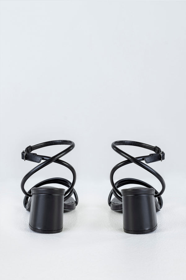 Square toe strappy heeled sandals