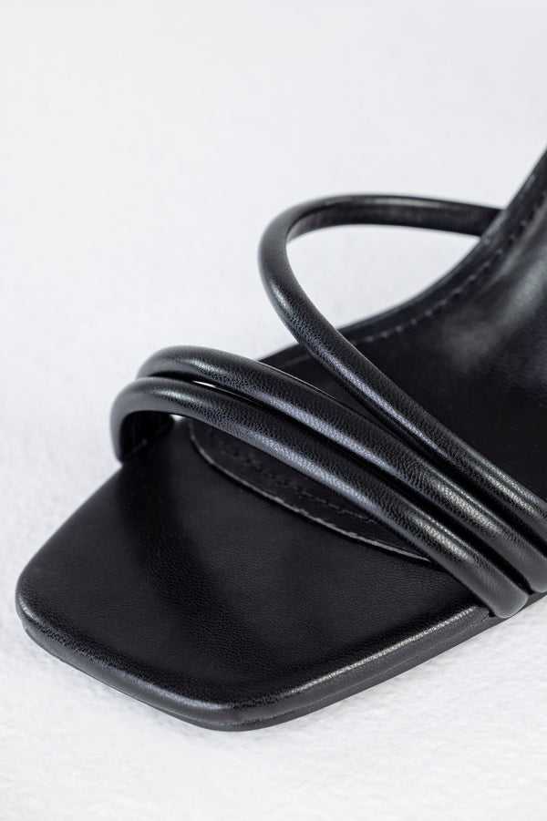 Square toe strappy heeled sandals
