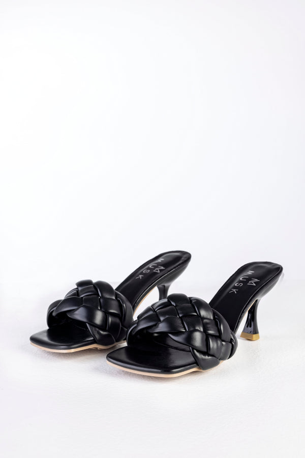Braided padded heeled sandals