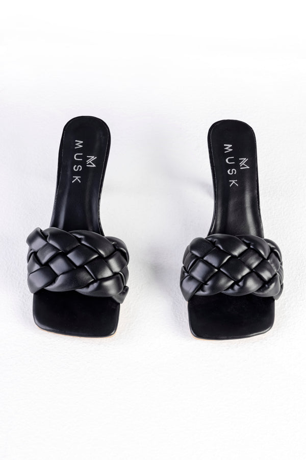 Braided padded heeled sandals