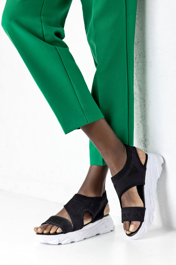 Chunky sole textile sandals