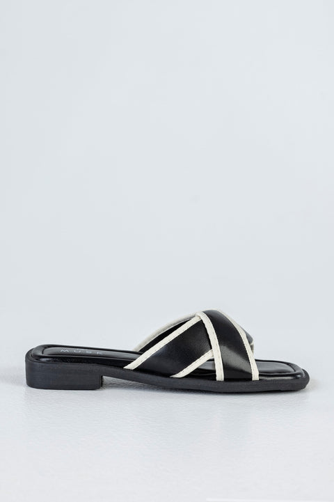 Crossover slide sandals
